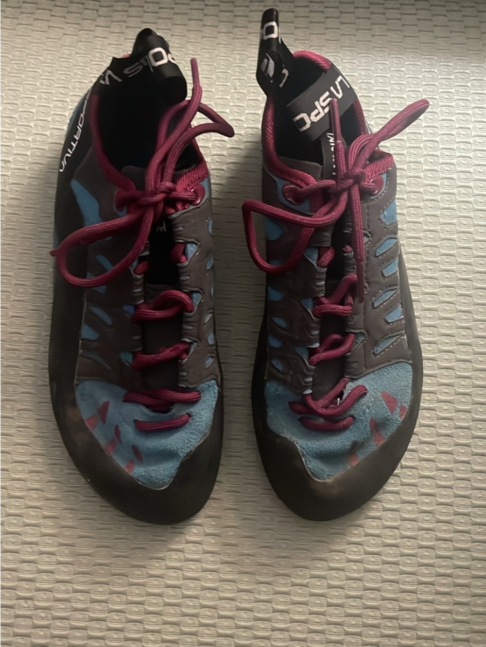 La Sportiva Women's Climbing Shoes - Blue and Burgundy Lace-Up